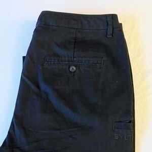 Bylt Basics Men Black Stretch Chino Pants Cotton Casual Side Pocket Size 36X31
